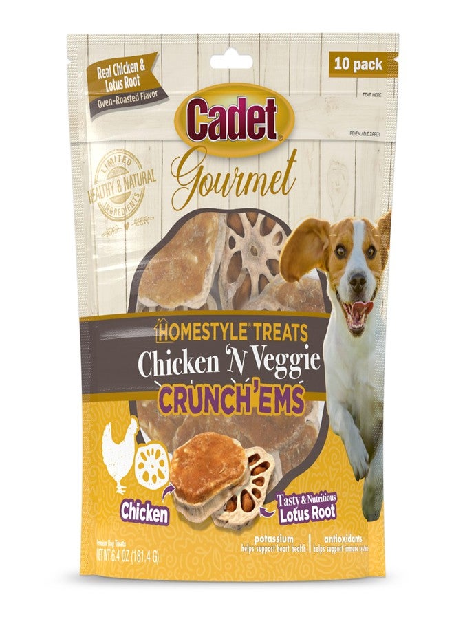 Cadet Gourmet Crunch'ems Homestyle Dog Treats, Natural Dog Chews with Real Chicken and Lotus Root, Chicken 'N Veggie Flavor, 10 Count (Pack of 1) - Image 1